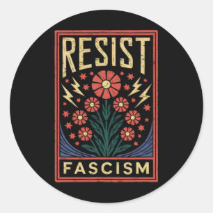 Adesivo Redondo Resista ao Fascismo Protesto Trump Anti Trump _4