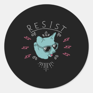 Adesivo Redondo Resista ao Gato Anti Trump Protesto Anti Político