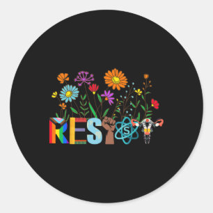 Adesivo Redondo Resista Floral Anti Trump Protesto Político Não Me