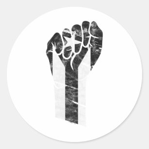 Adesivo Redondo Resiste a bandeira negra Porto Rico Resiste Punho 