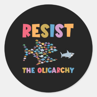 Adesivo Redondo Resiste À Tumulta De Peixe Engraçado, Oligarchy