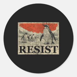 Adesivo Redondo Resiste Ao Ativismo Pinguim Anime Gráfico Que Fica