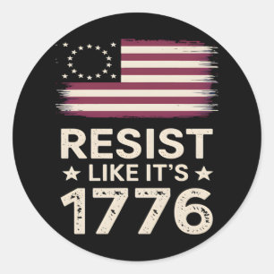 Adesivo Redondo Resiste como se fosse 1776 bandeira conservadora a