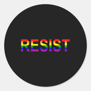 Adesivo Redondo Resiste Rainbow Queer Anti Trump Novelty Política