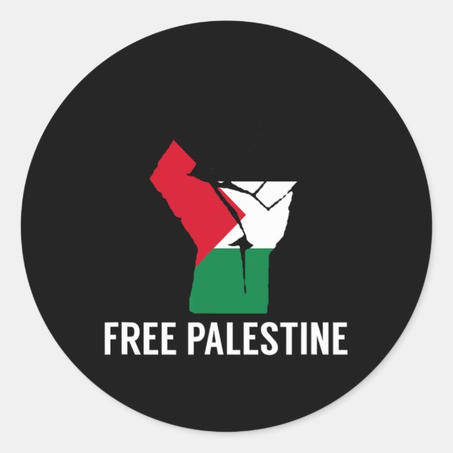 Adesivo Redondo Resistência à bandeira da Palestina - Liberdade na (Frente)