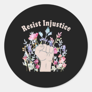 Adesivo Redondo Resistência à Injustiça Direitos Humanos Apoio Fem