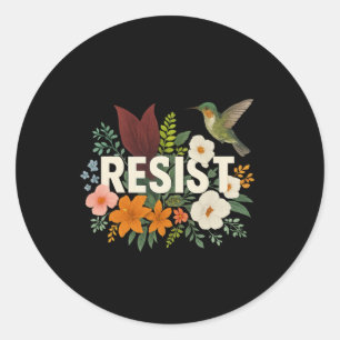 Adesivo Redondo Resistência a Protesto Político Anti-Trump Floral