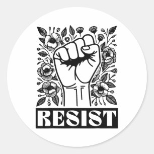 Adesivo Redondo Resistência a Protesto Político Anti-Trump Liberal