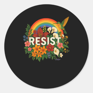 Adesivo Redondo Resistência a Protesto Político Anti-Trump Orgulho
