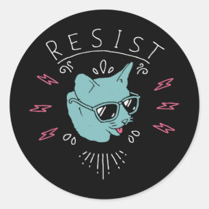 Adesivo Redondo Resistência a Trump Cat Anti-Trump Protesto Anti-P