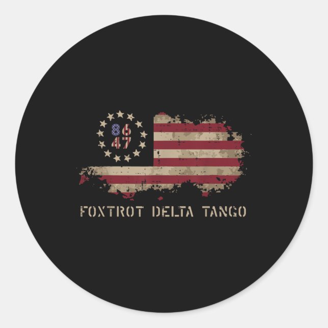 Adesivo Redondo Resistência ao 8647 Foxtrot Delta Tango Usa Flag P (Frente)