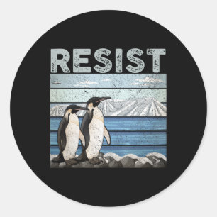 Adesivo Redondo Resistência ao Ativismo do Pinguim
