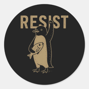 Adesivo Redondo Resistência ao Ativismo dos Pinguins