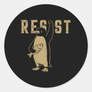 Adesivo Redondo Resistência Ao Ativismo Dos Pinguins - Gráfico De 