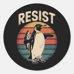 Adesivo Redondo Resistência ao ativismo dos pinguins Protesto Tari