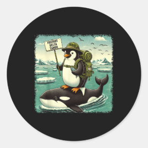 Adesivo Redondo Resistência Ao Ativismo Pinguim Engraçado Penguin 