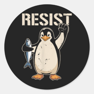 Adesivo Redondo Resistência ao Ativismo Pinguim Mulheres Homens