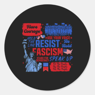 Adesivo Redondo Resistência Ao Fascismo Estátua Ativista Liberal D