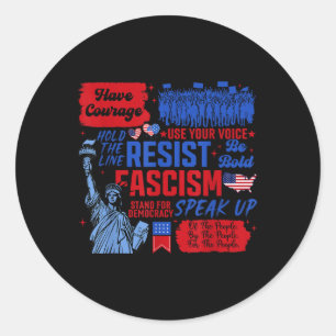 Adesivo Redondo Resistência Ao Fascismo Estátua Ativista Liberal D
