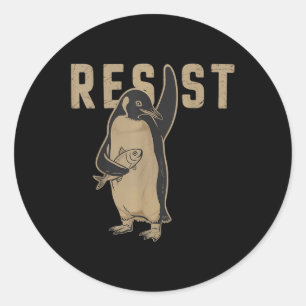 Adesivo Redondo Resistência ao pinguim _ Pão Desligado _ Pinguins