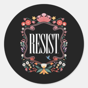 Adesivo Redondo Resistência ao Protesto Floral Trump Anti Trump