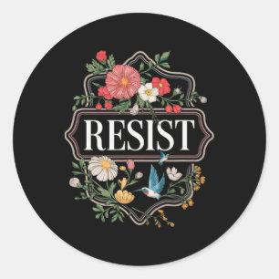 Adesivo Redondo Resistência ao Protesto Floral Trump Anti Trump