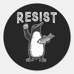 Adesivo Redondo Resistência ao protesto político contra os pinguin