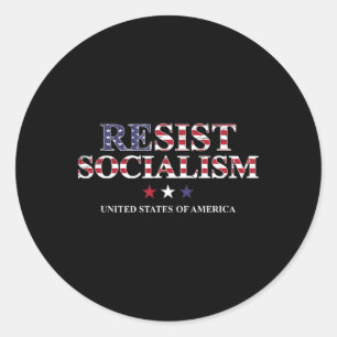 Adesivo Redondo Resistência Ao Socialismo Estados Unidos Anti-Soc