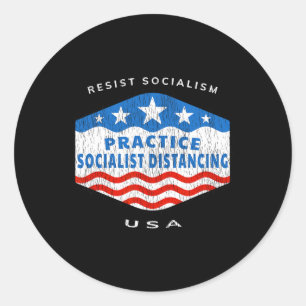 Adesivo Redondo Resistência ao socialismo - Prática do distanciame