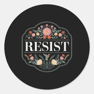 Adesivo Redondo Resistência ao Trump Anti-Trump de Protesto Floral