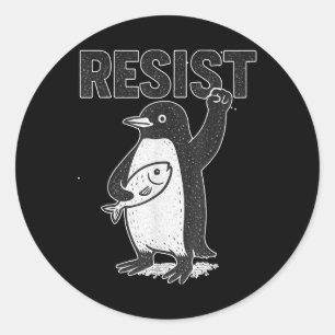 Adesivo Redondo Resistência aos pinguins Ativismo Engraçado Políti