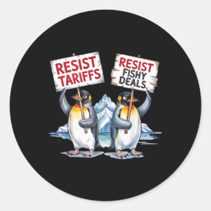 Adesivo Redondo Resistência Aos Pinguins Em Protesto Contra O Funn