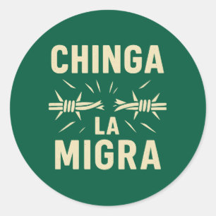 Adesivo Redondo Resistência Aramada – Chinga La Migra Fio Quebrado