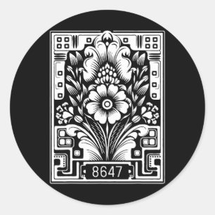 Adesivo Redondo Resistência Floral Anti-Trump 8647 86 47 Impeach T