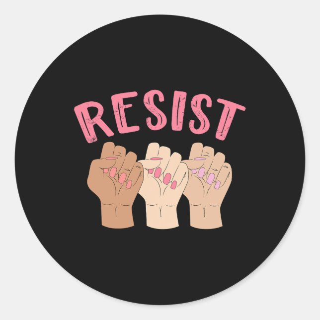 Adesivo Redondo Resistência Mulheres Resistentes Potência Tee Femi (Frente)