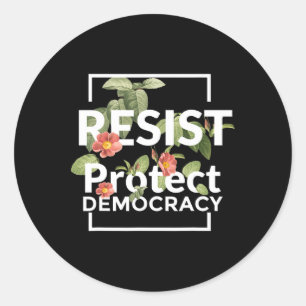 Adesivo Redondo Resistência Proteger Democracia Estilo Boho Sutil