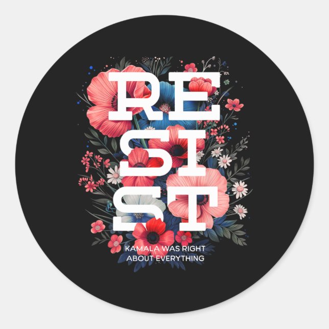 Adesivo Redondo Resistir a Floral Boho (Frente)