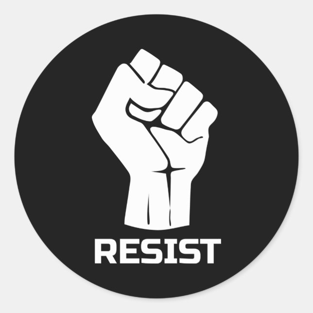 Adesivo Redondo Resistir com punho - em branco (Frente)