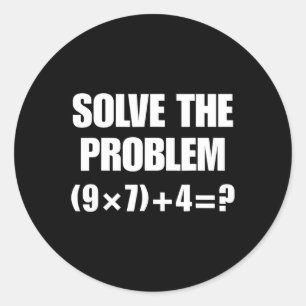 Adesivo Redondo Resolva o Problema – Divertida Equação Matemática