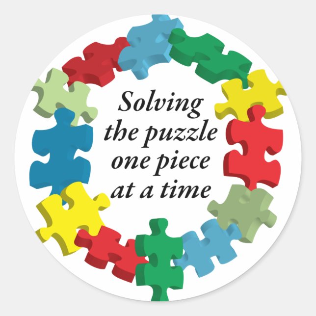 Adesivo Redondo Resolvendo o Quebra-cabeça... (Frente)