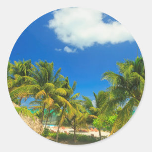 Adesivo Redondo Resort de praia tropical, Belize