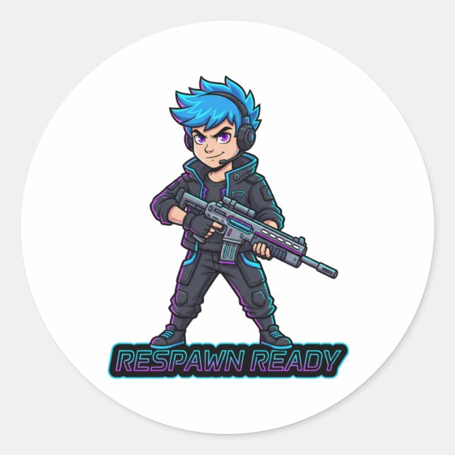 Adesivo Redondo Respawn ready Sticker (Frente)