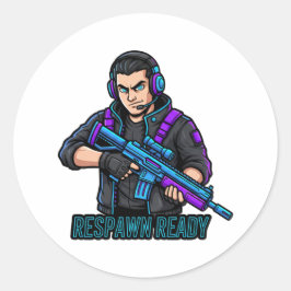 Adesivo Redondo Respawn ready Sticker