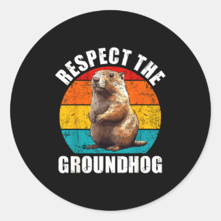 Adesivo Redondo Respect The Groundhog Vintage Groundhog Day Decora