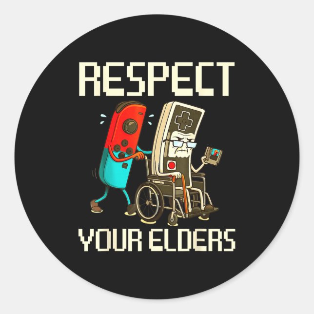 Adesivo Redondo Respect Your Elders Gaming Clic  (Frente)