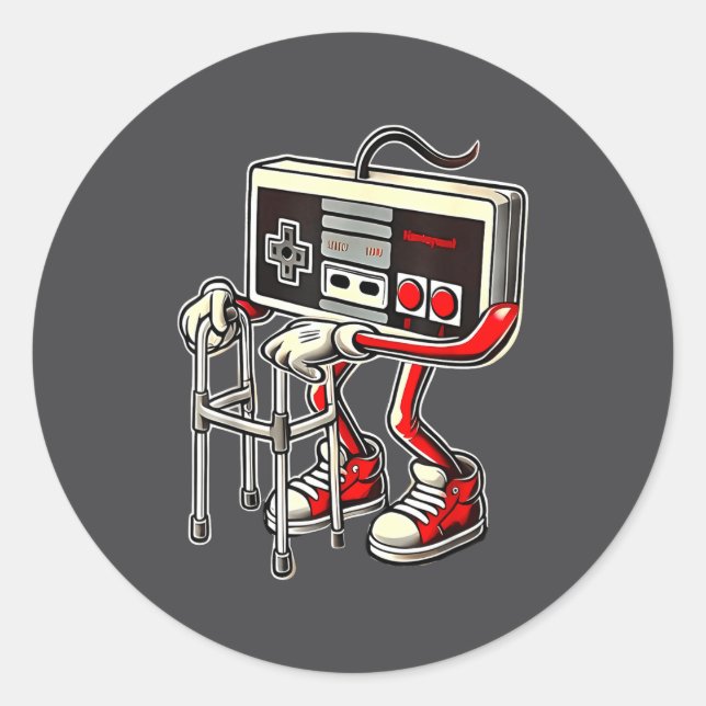 Adesivo Redondo Respect Your Elders Retro Gaming Funny Gamer Contr (Frente)