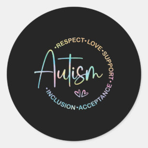 Adesivo Redondo Respeitar o amor apoiar a consciência do autismo M
