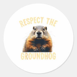 Adesivo Redondo Respeite A Foto Do Groundhog Woodchuck Para Ground