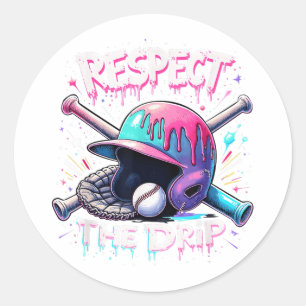 Adesivo Redondo Respeite As Vibes De Drip Do Sorvete Baseball Squ