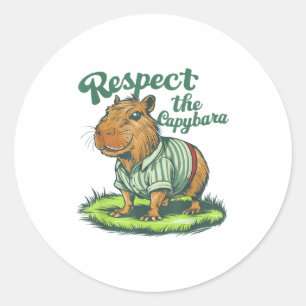 Adesivo Redondo Respeite O Capivara - Foto Engraçada Roedor Capiba